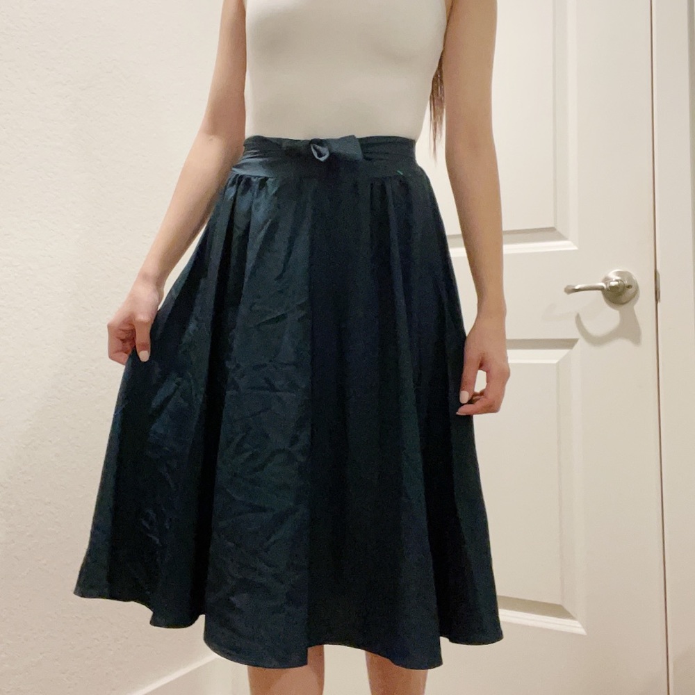 Teal A-Line Skirt with Tie